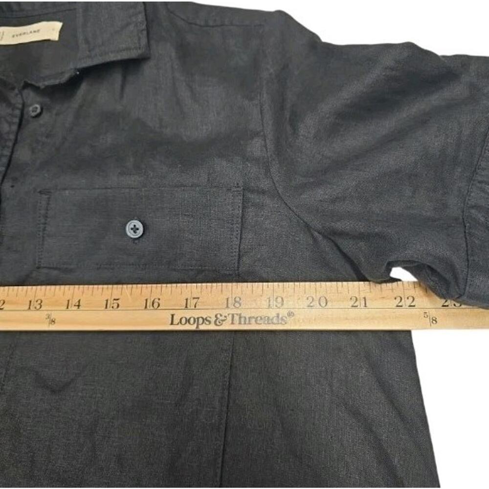 Everlane The Daytripper Shirt Dress Black 100% European Flax Linen High-Low Sz S - Picture 11 of 11
